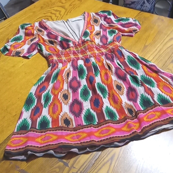 ALICE + OLIVIA Womens 2 Dress Used Preowned Casual Multicolor SMOCKED V NECK yy - Picture 2 of 13